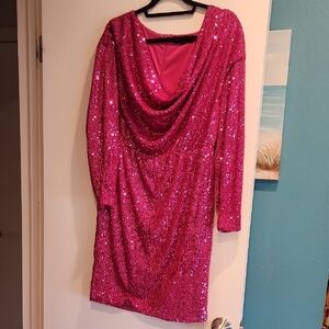 Elegant Pink Sequin Dress
